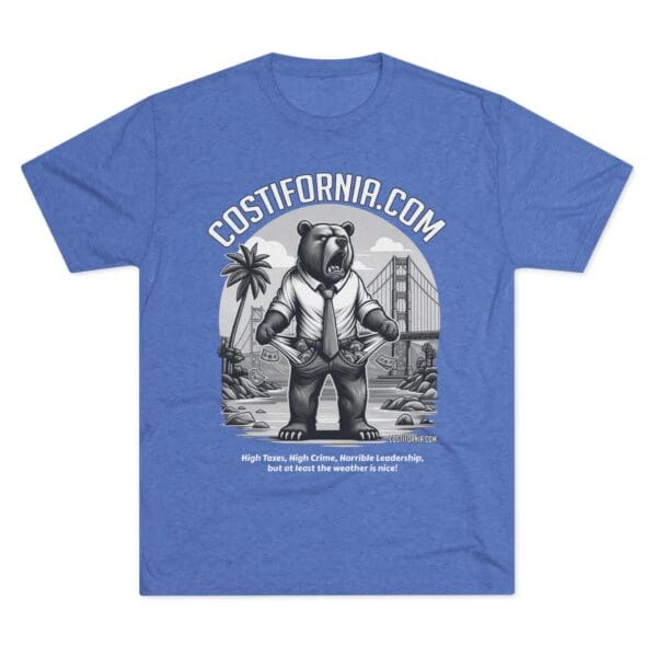 Tri-Blend Tee Expensive Living Costs in California Design - Image 25