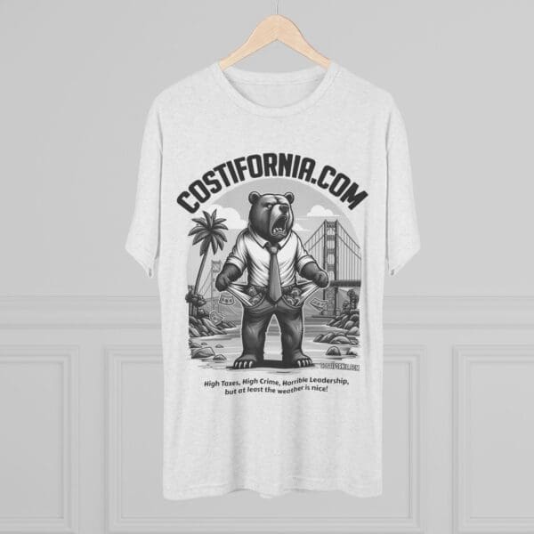 Tri-Blend Tee Expensive Living Costs in California Design - Image 4